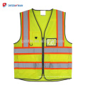 Durable High 360 Degree Visibility Safety Work Wears Hi Viz Reflective Safety Vest With ID Card Pockets And Zipper Front Running